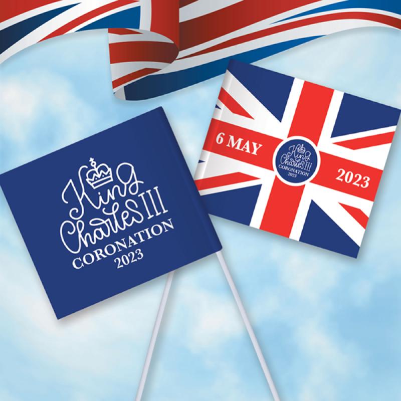 Image of H M King Charles III Coronation Recyclable Hand Waving Flags